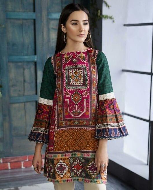 Multicolor Swiss Lawn Printed Shirt for Summer Casual Wea