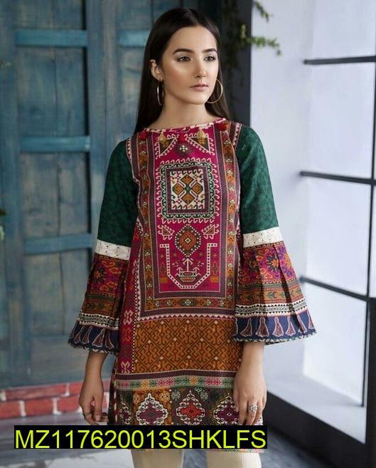 Multicolor Swiss Lawn Printed Shirt for Summer Casual Wea