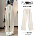 Women Cotton Velvet Wide Leg Pants Black Autumn