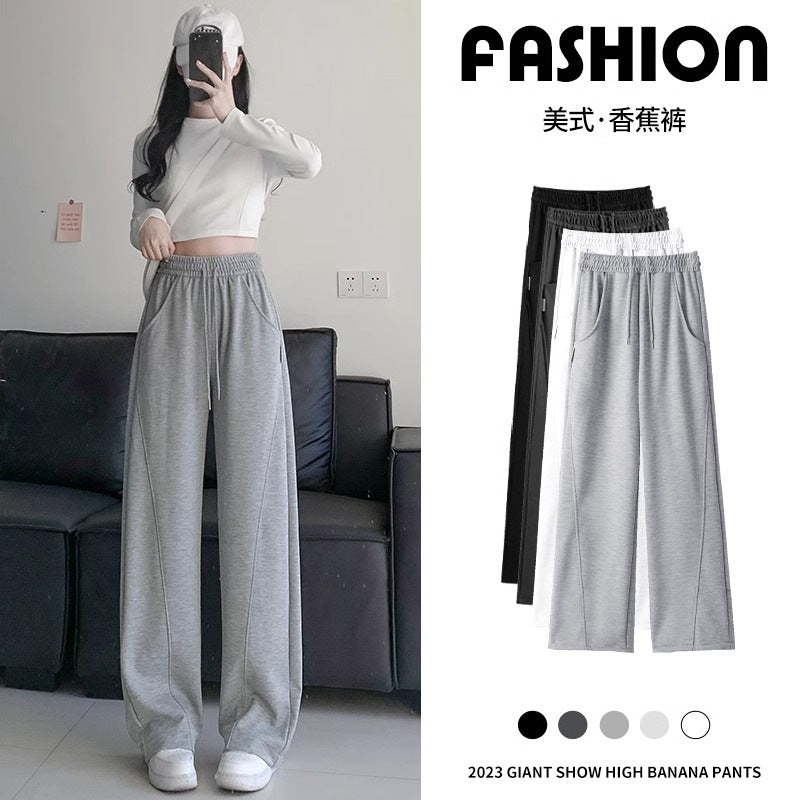Women High-Waisted Wide-Leg Banana Pants Creamy White Autumn BAGGY