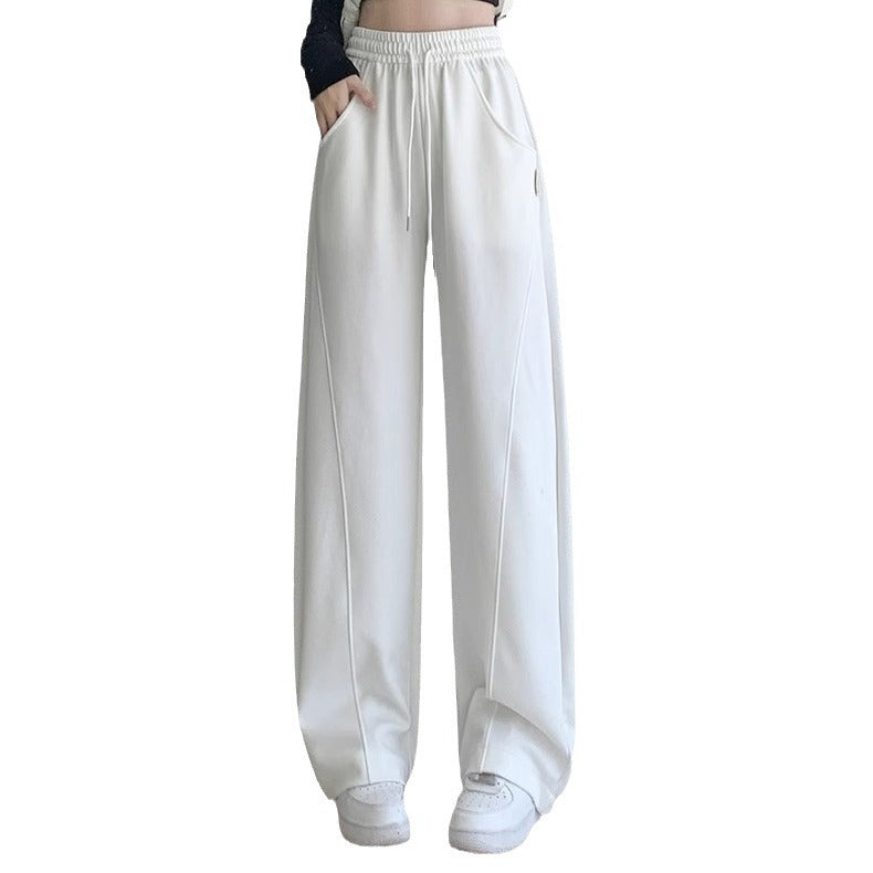 Women High-Waisted Wide-Leg Banana Pants Creamy White Autumn BAGGY