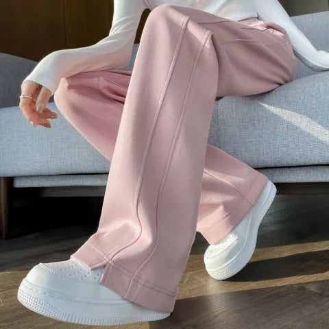 Women High Waist Pink Loose Sports Pants Autumn 2024