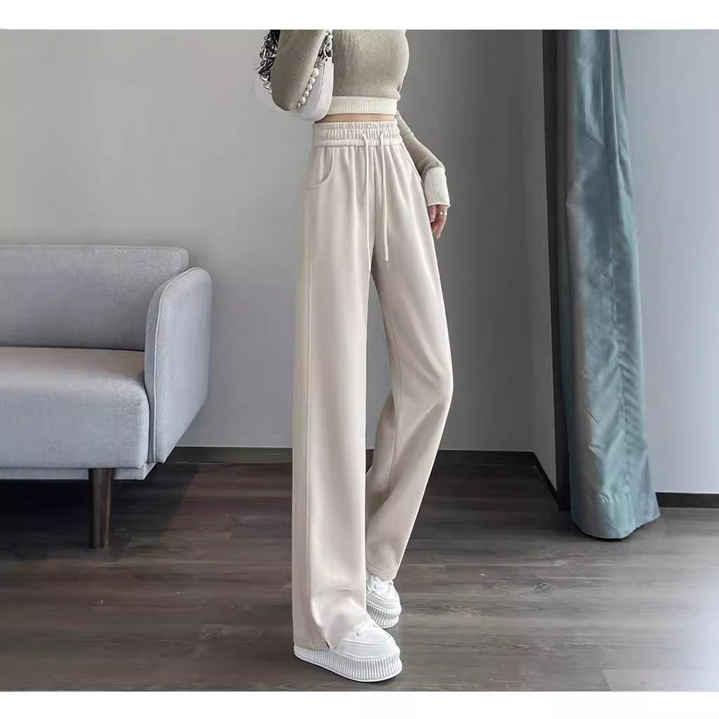 Women High Waist Pink Loose Sports Pants Autumn 2024