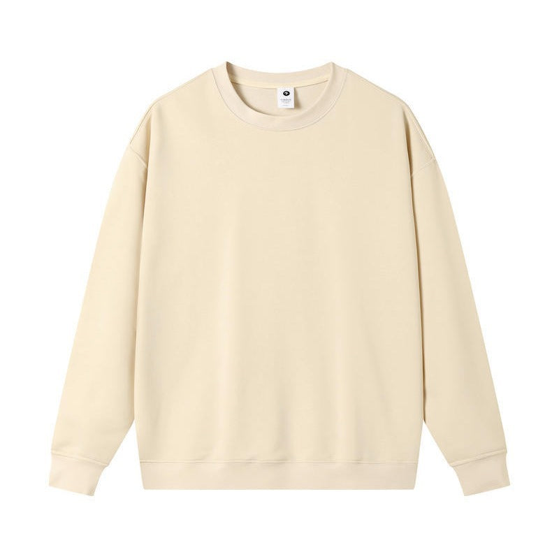 White Loose Fit Round Neck Sweatshirt Women Cotton Autumn
