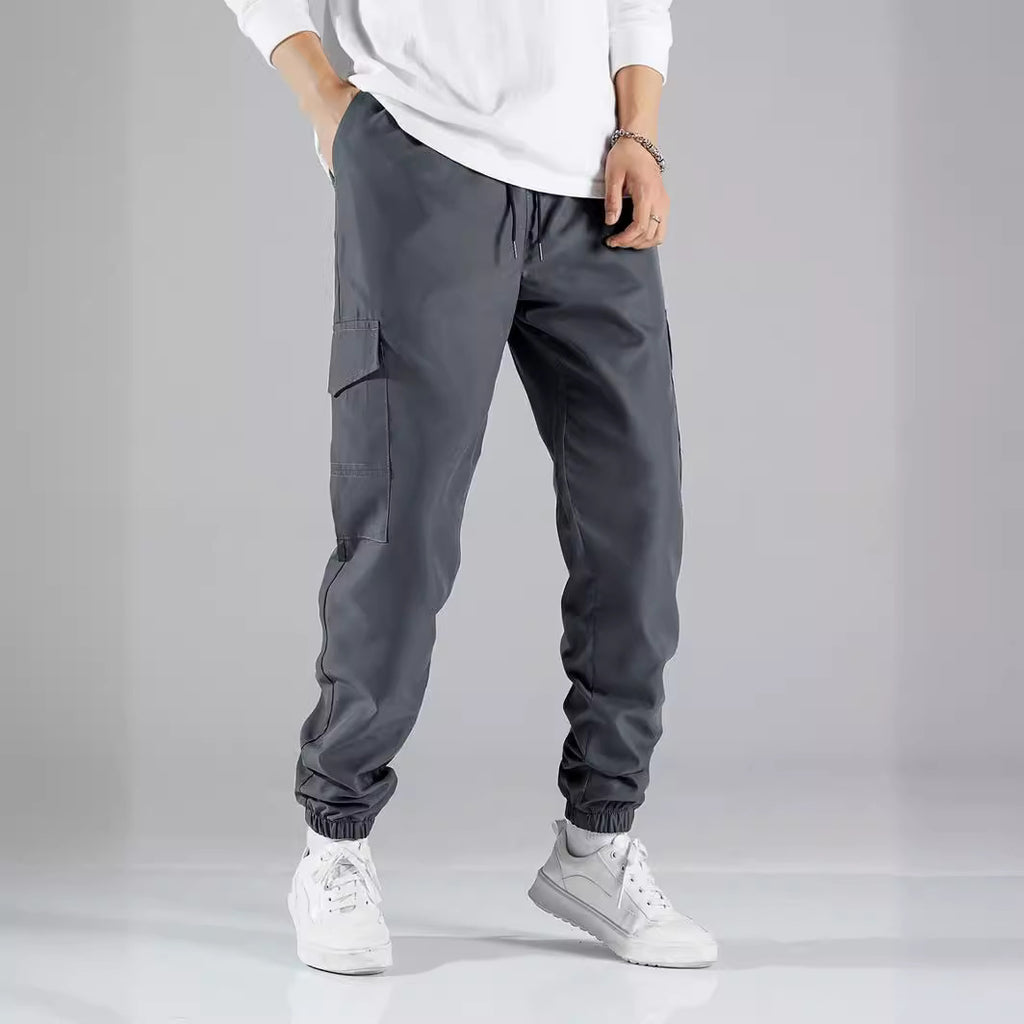 Men Olive Cargo Pants Multi Pocket Casual Fit