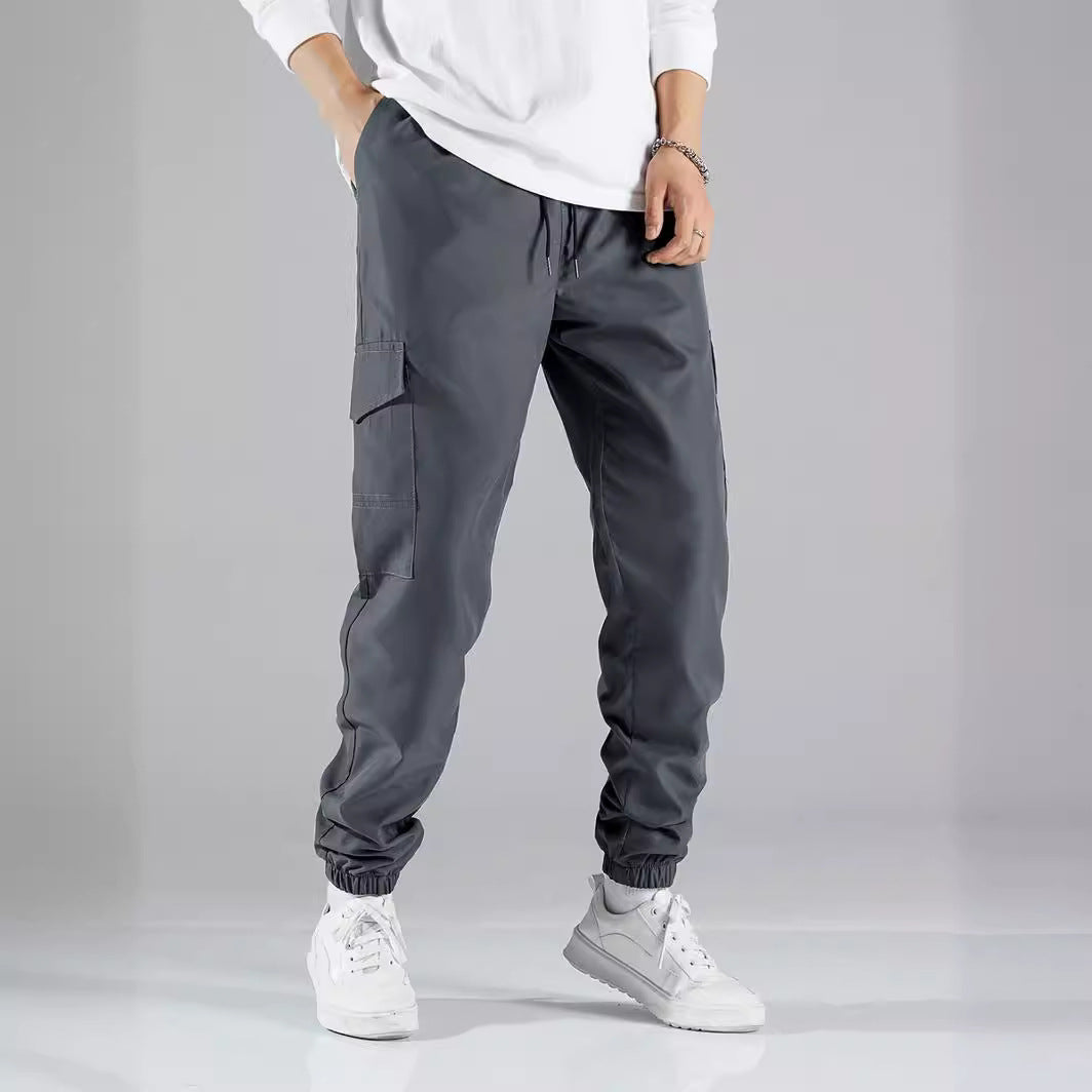 Men Olive Cargo Pants Multi Pocket Casual Fit