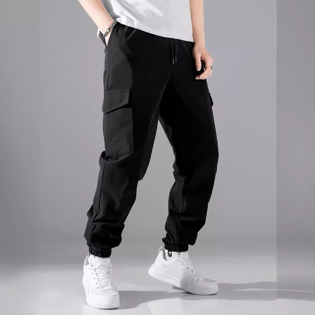 Men Olive Cargo Pants Multi Pocket Casual Fit