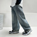 Wide Leg Denim Jeans for Kids Solid Blue Pakistan