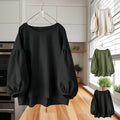 Women Loose Puff Sleeve Shirt Black Casual Daily Wear