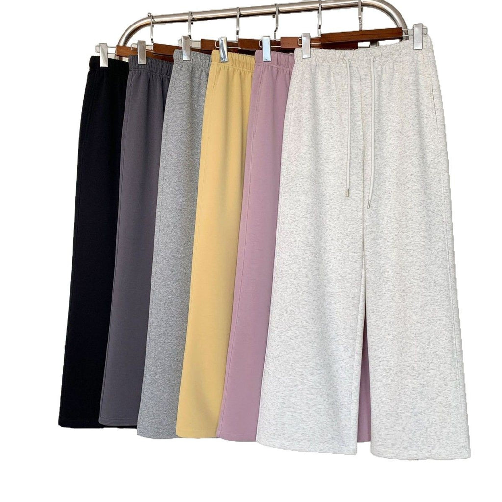 Women Yellow Loose Wide Leg Sweatpants Autumn Sports Casual