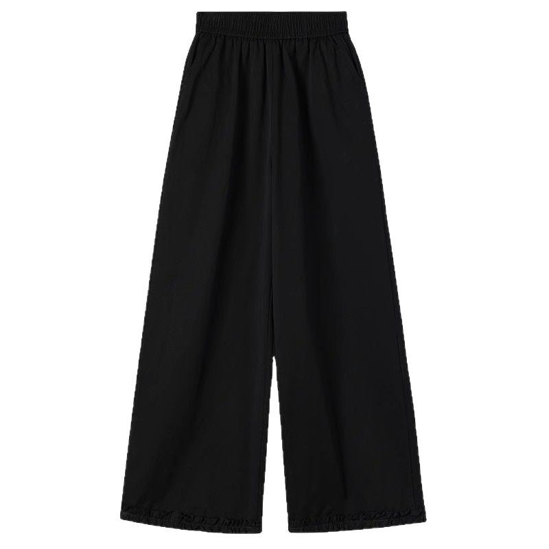 Women High-Waisted Wide Leg Pants Cotton Ruffled Summer Casual