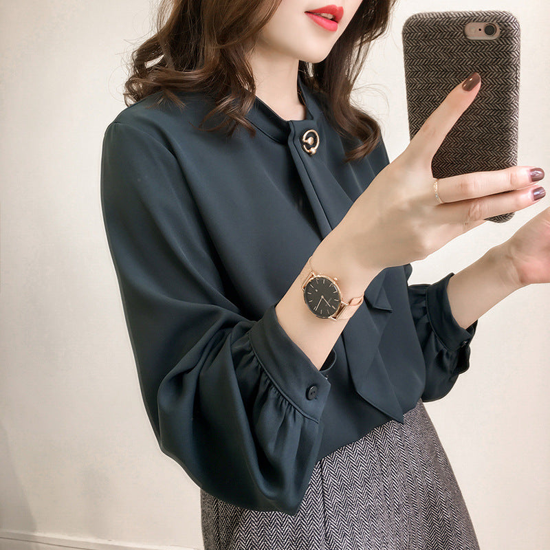 Women Chiffon Lantern Sleeve Shirt Korean Style Spring New