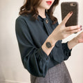 Women Chiffon Lantern Sleeve Shirt Korean Style Spring New