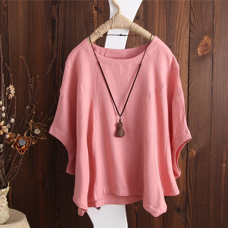 Women Off-Shoulder T-Shirt Cotton Black Plus Size