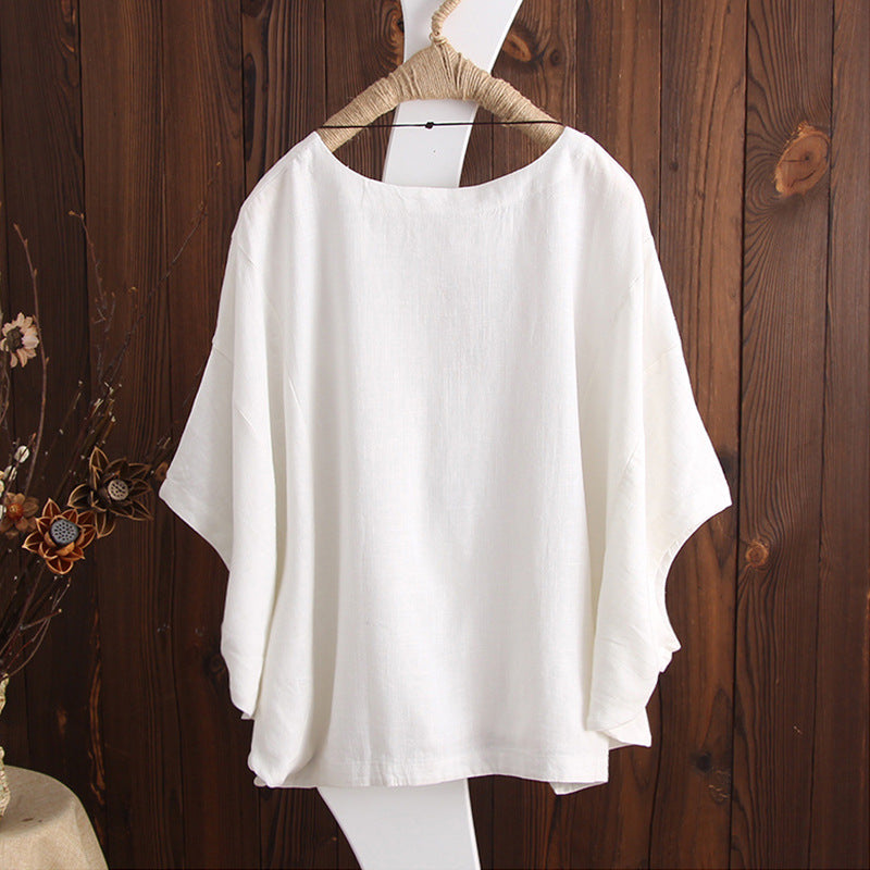 Women Off-Shoulder T-Shirt Cotton Black Plus Size