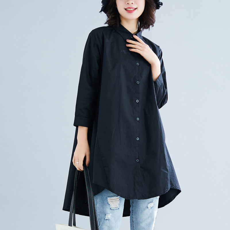Loose Fitting Shirt Dress for Women Black White Pakistan